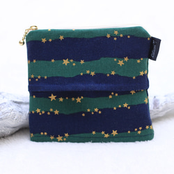 送料無料☆Milky Way Green×Navy●ポケットティッシュポーチ 1枚目の画像