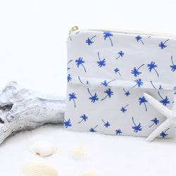 ♡免運費♡棕櫚樹白×海軍藍●口袋紙巾袋 第1張的照片