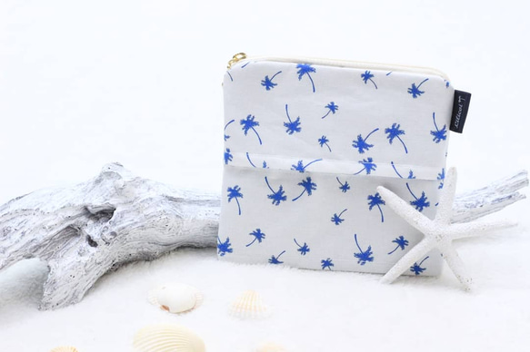 ♡送料無料♡Palmtree White×navy●ポケットティッシュポーチ 1枚目の画像