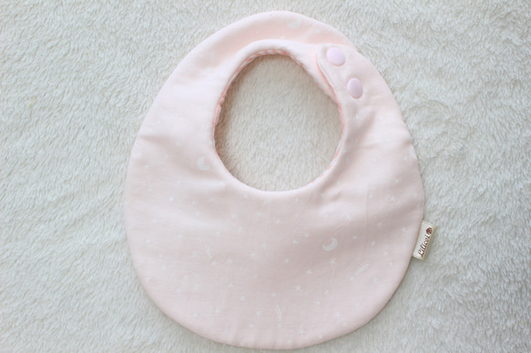 ♡送料無料♡ガーゼスタイ Star&Moon BabyPink 1枚目の画像