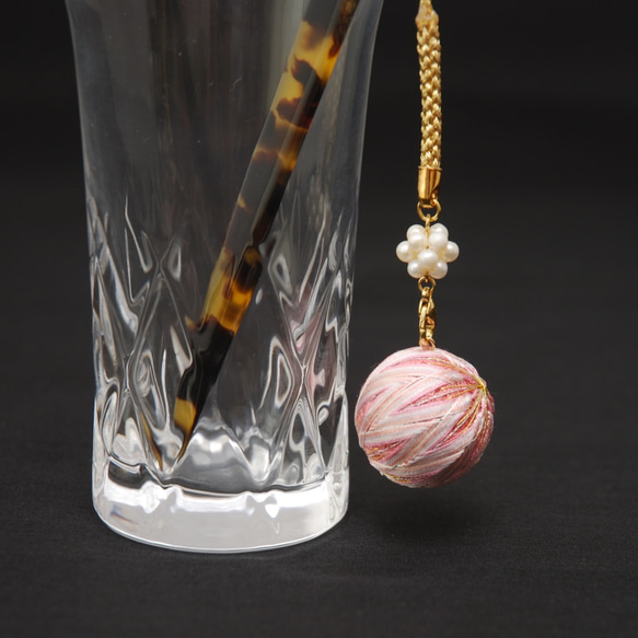 antique 真珠［Perl］ミニてまり帯飾り 4枚目の画像