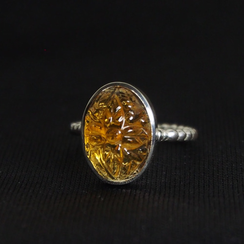 12号AAAカービングシトリンSVリング 指輪・リング LePapillon 通販