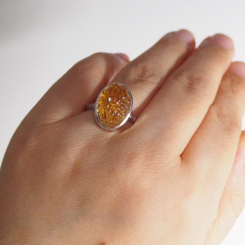 12号AAAカービングシトリンSVリング 指輪・リング LePapillon 通販