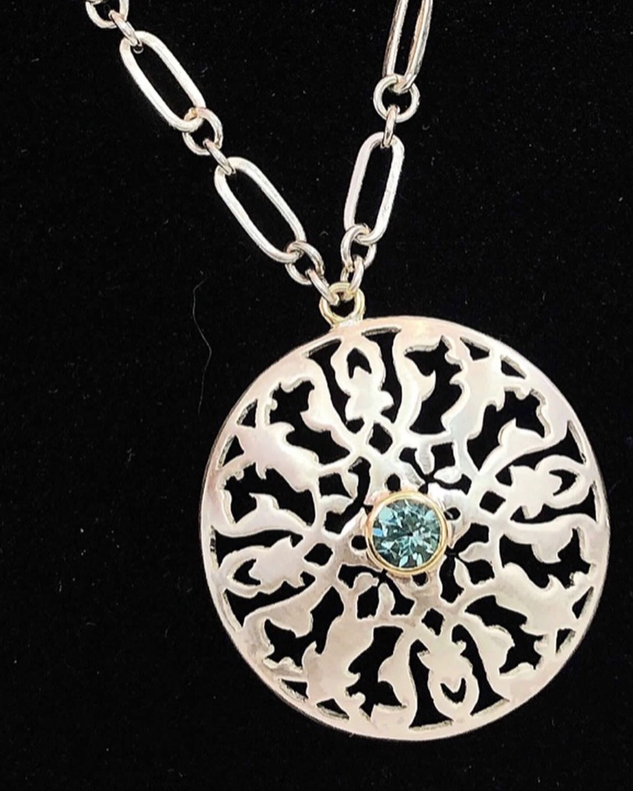 アラベスク＆極上トルマリン　18K&SVネックレス