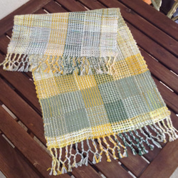 手織り　テーブルセンター　黄色　若草系 3枚目の画像