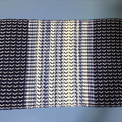 手織り　爽やかな初夏のテーブルセンター  ブルー系 1枚目の画像