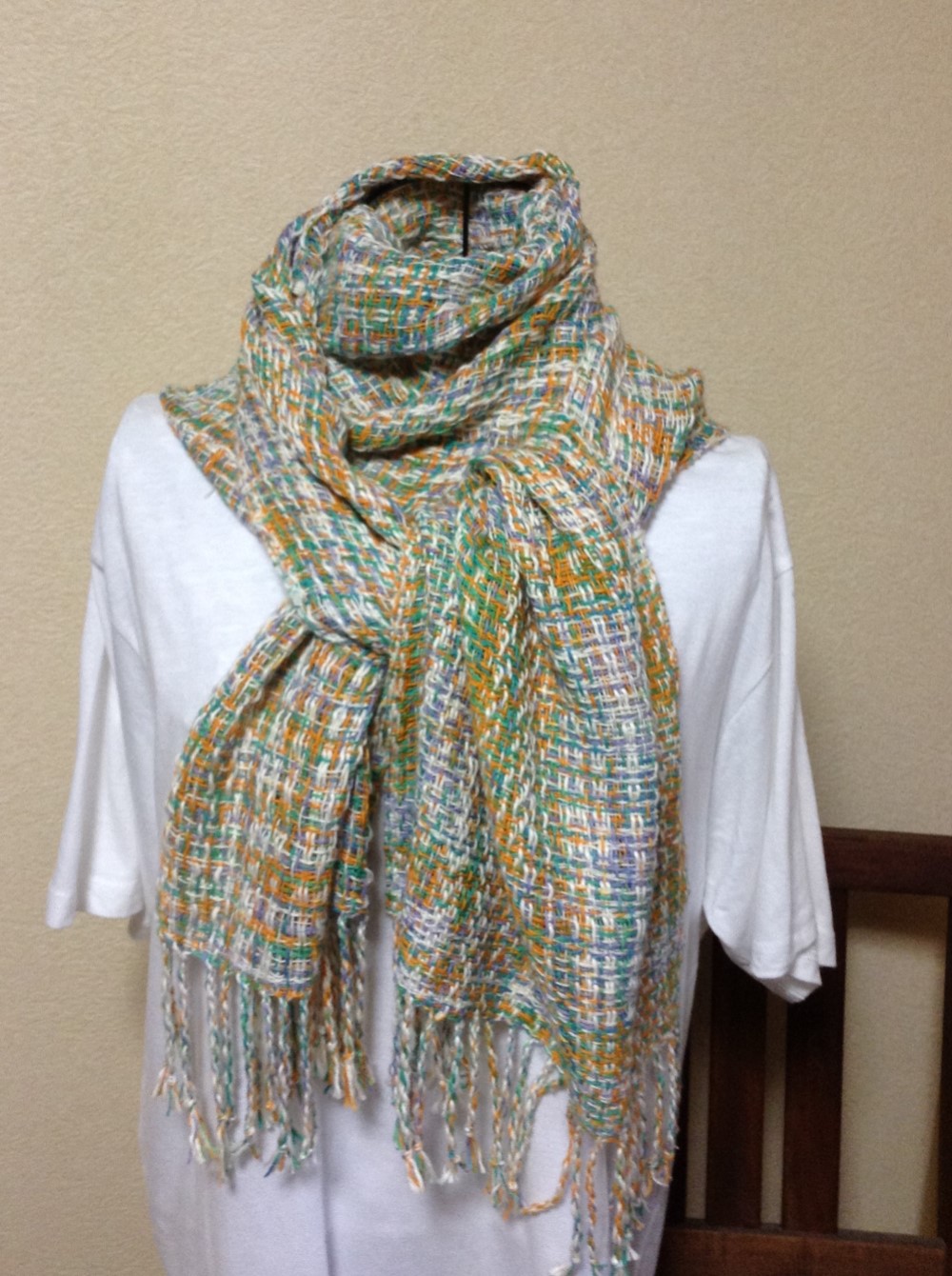手織り　夏から秋に向けて　フワフワ柔らかお洒落なストール