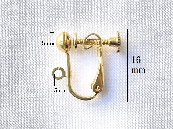 [4個] イヤリング金具 ネジバネ式 5mm玉 カン付 真鍮生地 2枚目の画像