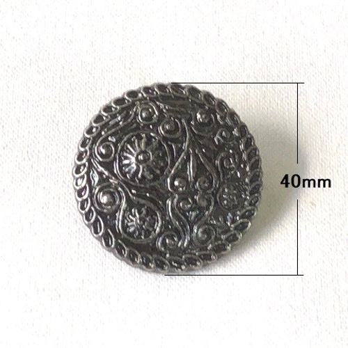 ラウンドコンチョ40mm ネイティブ アンティークブラック 金具 