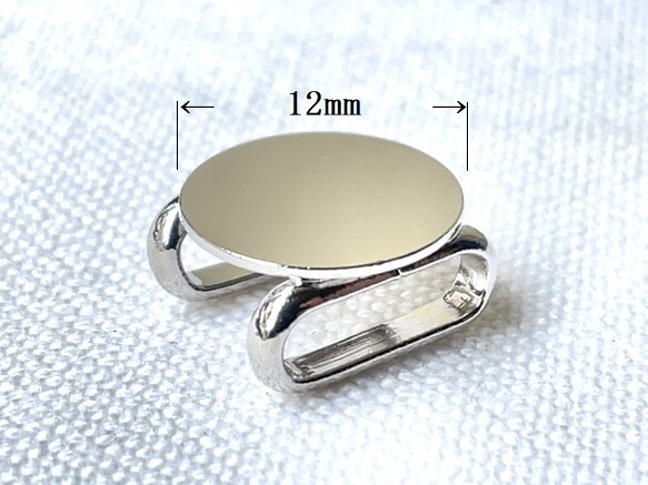 日本製 帯留め金具 (三分紐用) 12mm皿 シルバー/真鍮製 3枚目の画像