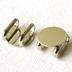 日本製 帯留め金具 (三分紐用) 12mm皿 シルバー/真鍮製 4枚目の画像