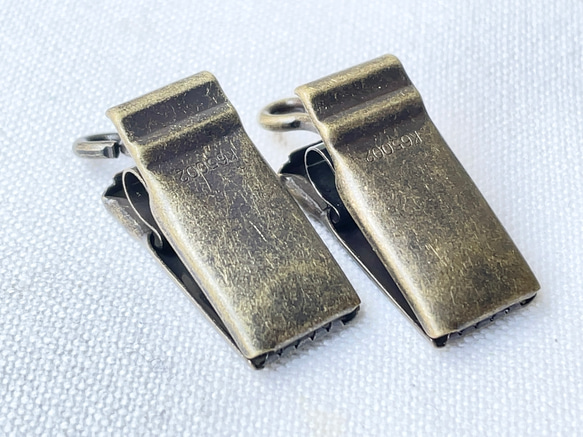 2個] クリップ金具(大) 真鍮古美 金具・チェーン 日本の部品屋