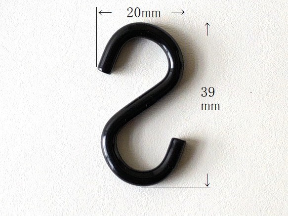 [10個]鉄製 S字フック ナイロンコーティング ブラック 2枚目の画像