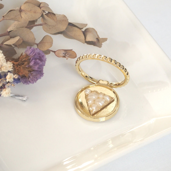 淡水パールのスマホリング 1枚目の画像