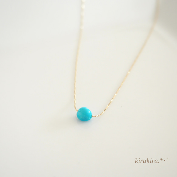 希少！スリーピングビューティー ターコイズの華奢ネックレス 1枚目の画像