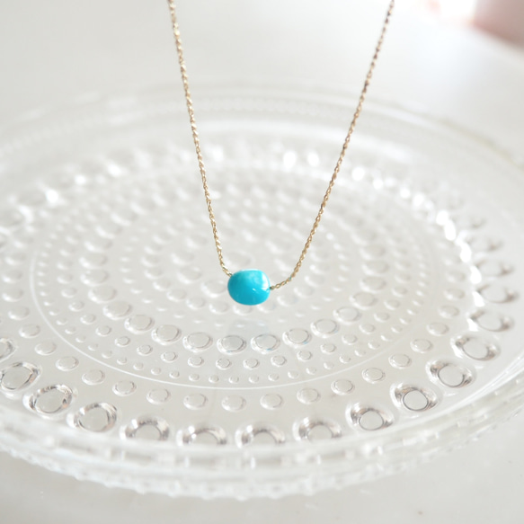 希少！スリーピングビューティー ターコイズの華奢ネックレス 3枚目の画像
