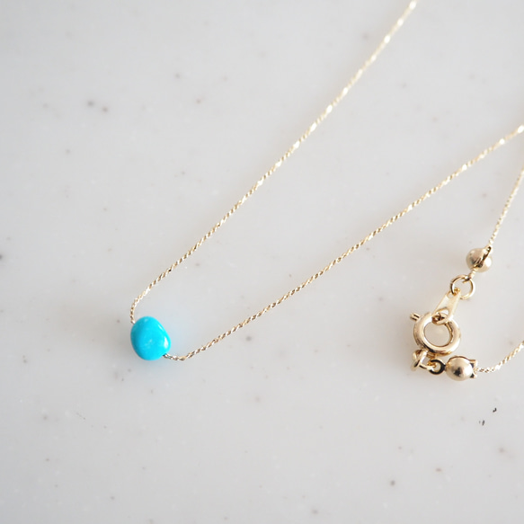 希少！スリーピングビューティー ターコイズの華奢ネックレス 4枚目の画像