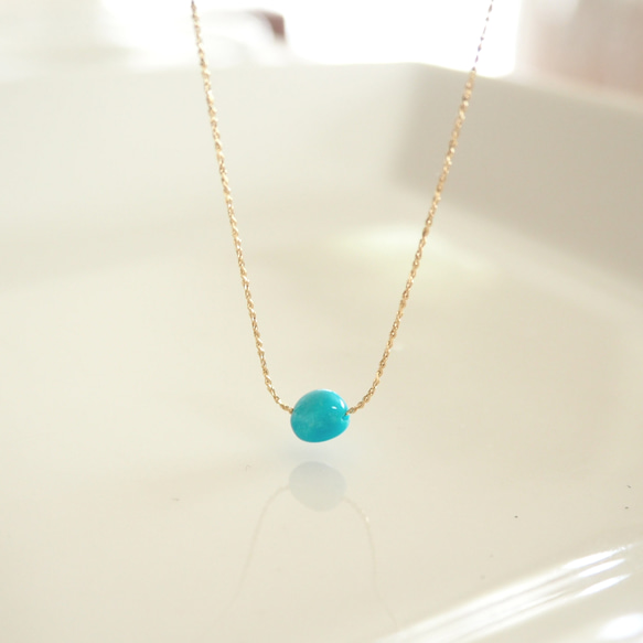 希少！スリーピングビューティー ターコイズの華奢ネックレス 5枚目の画像