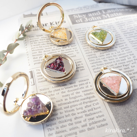 再販8◆誕生石のスマホリング～8月誕生石ペリドット/2月誕生石アメジスト～ 10枚目の画像