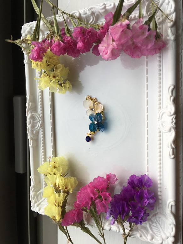 ブルー紫陽花イヤーカフ 2枚目の画像
