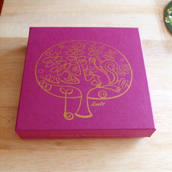 版画で刷った箱入りレターセット【カラー：パープル】「エゾリスとくるみの森」【11/30までの販売】 2枚目の画像
