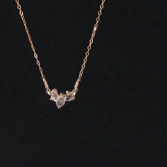 4月誕生石　夢を叶える　K14GFハーキマーダイヤモンド原石のゴールドネックレス 6枚目の画像