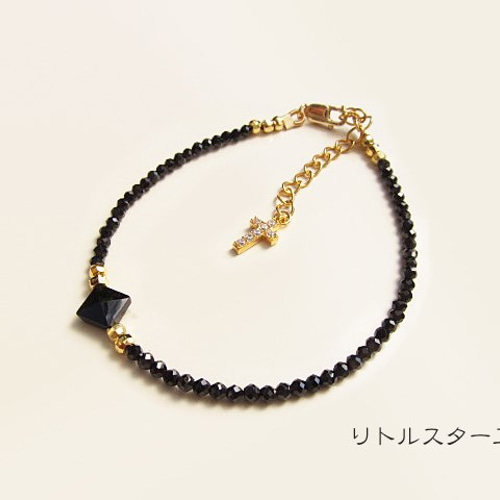 華奢 ブラックスピネル ブレスレット 天然石 パワーストーン