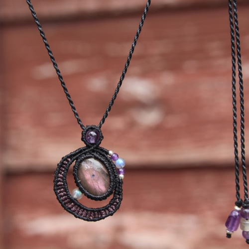 バイキンマン様　アンモライト　マクラメ　ネックレス　ペンダント バイキンマン様　アンモライト　マクラメ　ネックレス　ペンダント