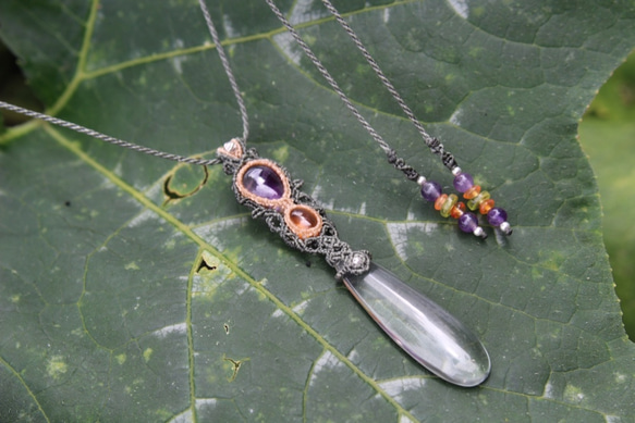 グリーンアメジスト＆トラピッチェアメジスト＆へソナイトガーネット  