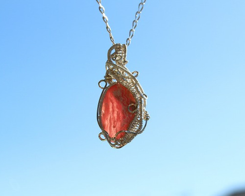 インカローズ✴ワイヤーラッピングネックレス インカローズ ペンダントトップ ワイヤーラッピング ネックレス