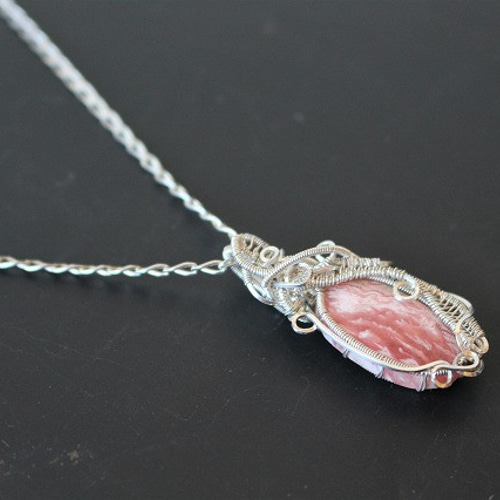 天然石 ロードクロサイト インカローズ シルバー925 ワイヤー