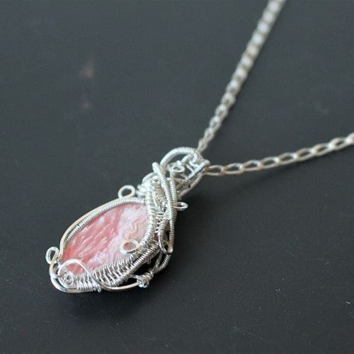 天然石 ロードクロサイト インカローズ シルバー925 ワイヤー