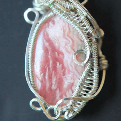 インカローズ✴ワイヤーラッピングネックレス インカローズ ペンダントトップ ワイヤーラッピング ネックレス