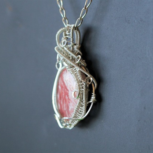 天然石 ロードクロサイト インカローズ シルバー925 ワイヤー