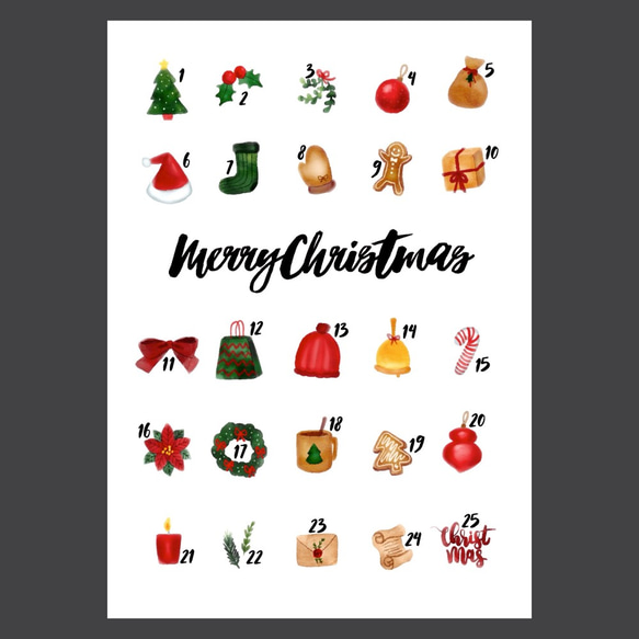 【クリスマス商品5％OFF】クリスマスアドベントカレンダー / I002 /クリスマスポスター 2枚目の画像