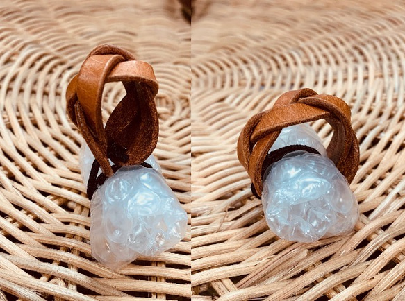 受注生産　然りげ無く可愛い編み込みレザーヘアゴム 9枚目の画像