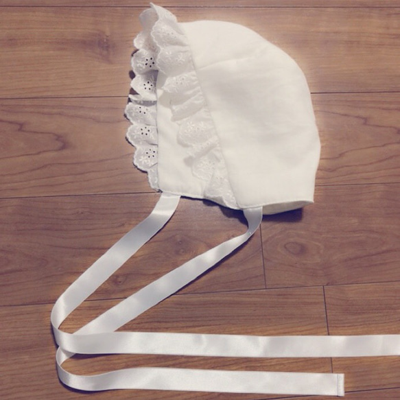 コットンレースベビー ボンネット セレモニー用 帽子 帽子(ベビー  