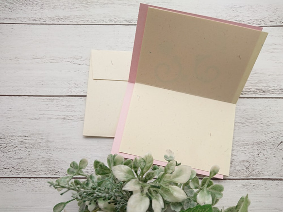 クイリングメッセージカード＊ 花かごに思いを込めて ピンク ホワイト 4枚目の画像