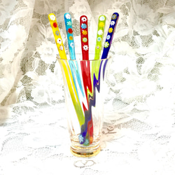 ベネチアンガラス花ガラスマドラー(透明ガラスイエローグリーン) 5枚目の画像