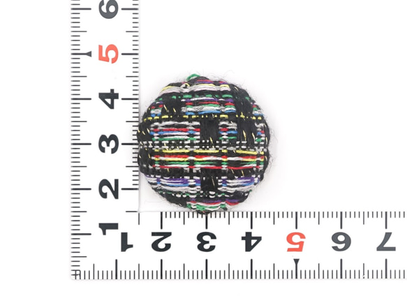 B-172【6個】＊ドーム型ツイード柄カボション＊30㎜【Mixブラック】カボション 貼り付け ツイード 千鳥格子 チェ 3枚目の画像