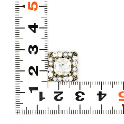 B-176【4個】＊パール付きクリスタルカボション＊14×14㎜【アンティークゴールド×クリスタル】カボション 貼り付け 2枚目の画像