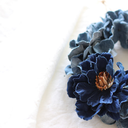 リース(デニム)ブルーの芍薬と紫陽花のリース 4枚目の画像