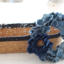 リース(デニム)ブルーの芍薬と紫陽花のリース 3枚目の画像
