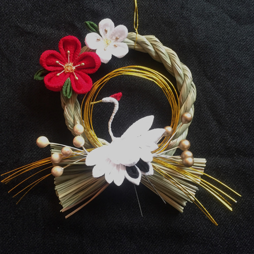 SALE・つまみ細工・正月飾り・しめ縄(ミニサイズ) しめ縄・しめ飾り