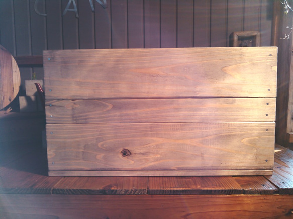 ヴィンテージ調木箱　収納・本棚等使い方次第でカフェ風に☆【wood box tone-B】 3枚目の画像