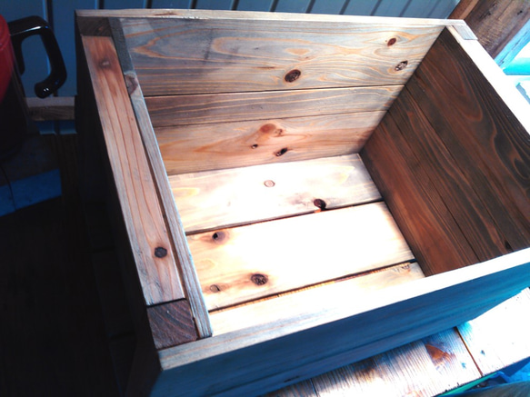 ヴィンテージ調木箱　収納・本棚等使い方次第でカフェ風に☆【wood box tone-B】 6枚目の画像