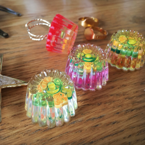 フルーツゼリーなアクセサリー♡指輪、マグネット、ヘアゴム♡レジン 