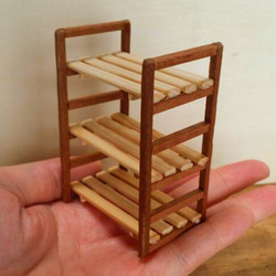 ミニチュア家具 木製3段シェルフ インテリアやドールハウスに