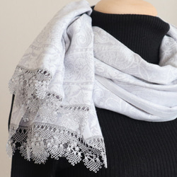 [Made to order] OYA Needlelace shawl [ATES] Pale Gray 第4張的照片