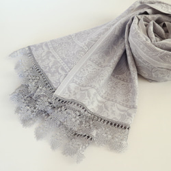 [Made to order] OYA Needlelace shawl [ATES] Pale Gray 第7張的照片